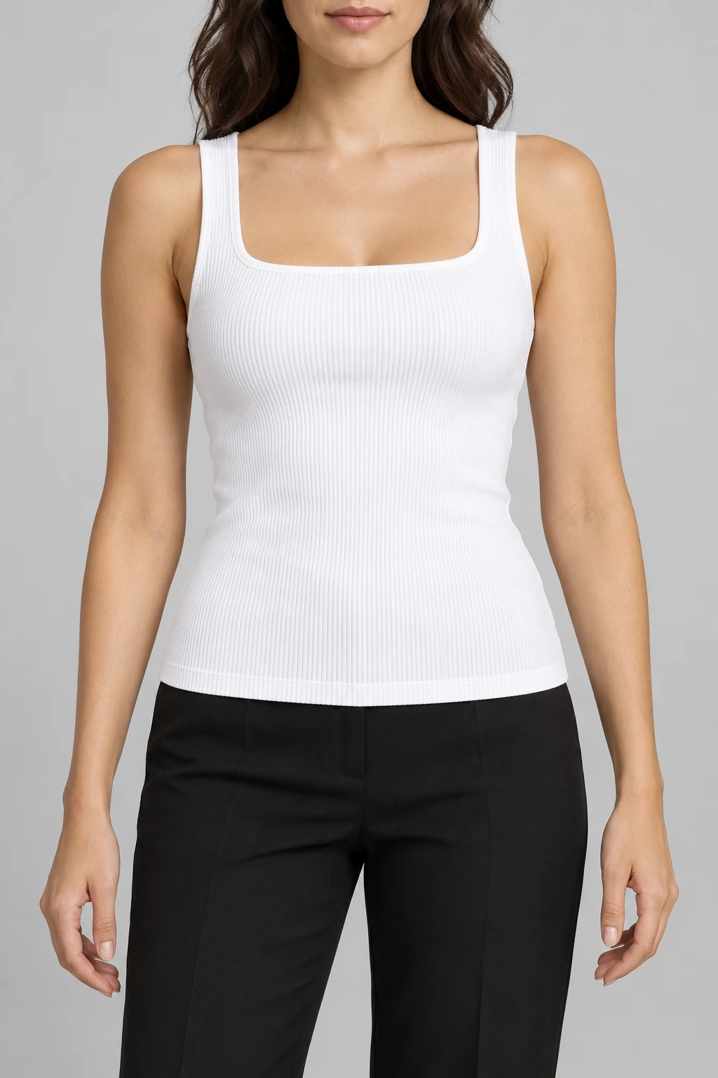 Frame Square Tank in Cool White